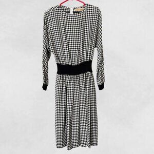 Black and White Color Ghingam Check with Waist Knit Dress Size S, Pre-owned